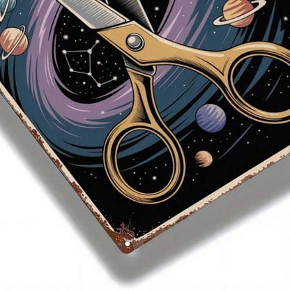 Vintage Universe Scissors Metal Sign 8x12 Inch Retro Planet Tin Poster - view 4