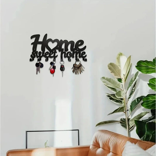 Matte Black Key Holder Rustproof Iron Wall Storage Decor