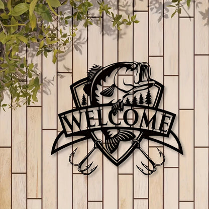 "1PC Fishing Metal Plaque - Welcome Sign, Bass Fishing Metal Piece, Fish Metal Indicator, Bass Fishing Artwork - view 8
