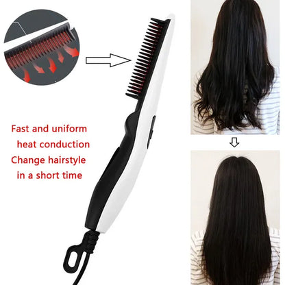 Fast Heated Electric Straight Hair Comb Beard Straightner Brush Styler Men Women - view 6