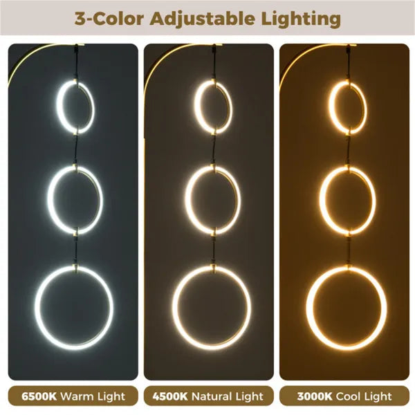3-Circle LED Floor Lamp, Gold Standing Lamp With Adjustable Brightness & 3 Color Temperatures - view 2