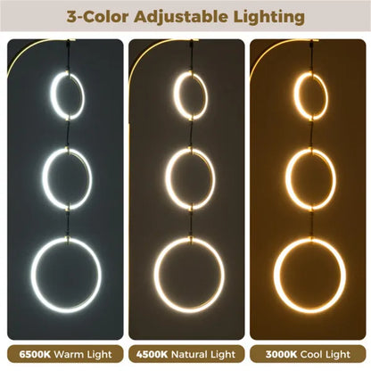 3-Circle LED Floor Lamp, Gold Standing Lamp With Adjustable Brightness & 3 Color Temperatures - view 2