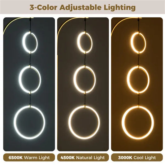 3-Circle LED Floor Lamp, Gold Standing Lamp With Adjustable Brightness & 3 Color Temperatures - view 2