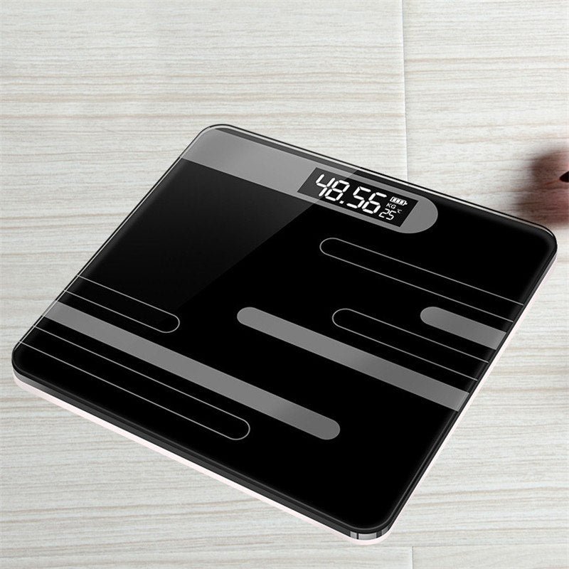 Mrosaa Bathroom Floor Body Scale Glass Smart Electronic Scales USB Charging LCD Display Body Weighing Digital Weight
