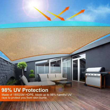 Rectangle Shade Sails Top Canopy 98 UV Block Awning Shelter 185GSM HDPE Patio Cover With Snap Hooks Ropes For Outdoor - view 4