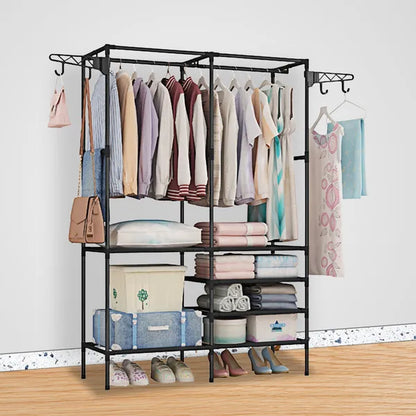 Garment Rack Heavy Duty Metal Shoe Clothing Organizer Shelves Freestanding Multifunctional Clothes Wardrobe - view 3