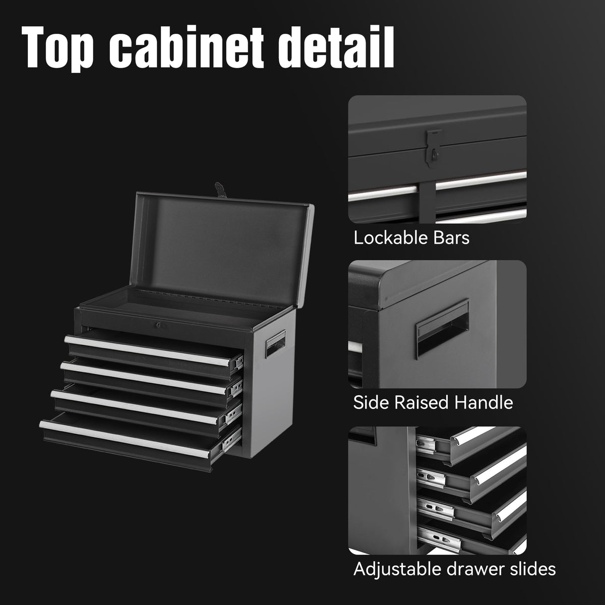 Tool Chest, 5-Drawer Rolling Tool Storage Cabinet With Detachable Top Tool Box, Liner, Universal Lockable Wheels - view 2