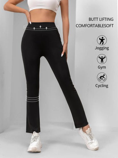 4pcs High-Waisted Flare Sharkskin Leggings Slim Fit, Lightweight & Sculpting Yoga Pants - view 5