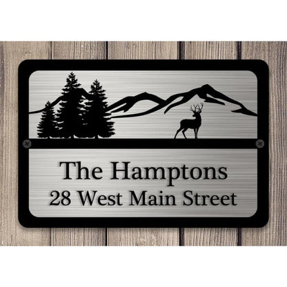 Custom Metal House Address Sign Deer Mountain Artwork Yard Number Plaque - view 8