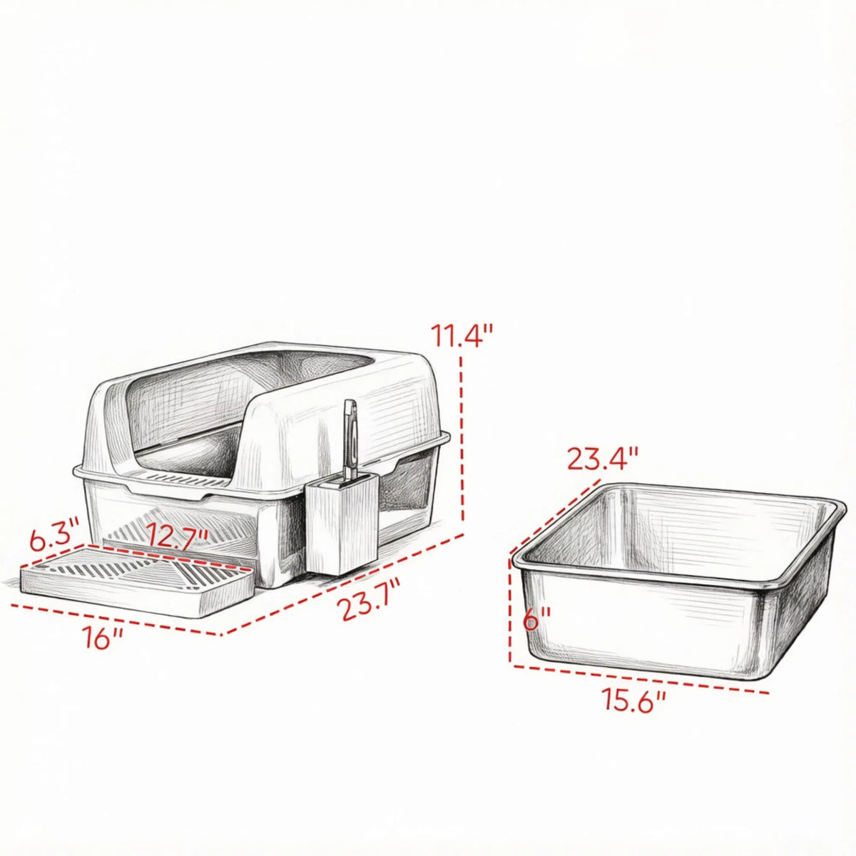 Light Gray 2 Pack High Sided Stainless Steel Litter Box Anti-Urine Leakage for Multi-Cat Households - view 6