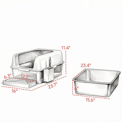 Light Gray 2 Pack High Sided Stainless Steel Litter Box Anti-Urine Leakage for Multi-Cat Households - view 6