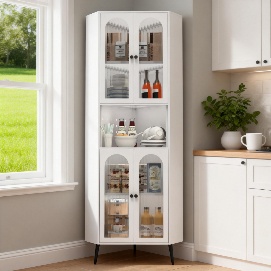73inch Corner Cabinet, Metal Storage Cabinet With Doors And Adjustable Shelves - view 7