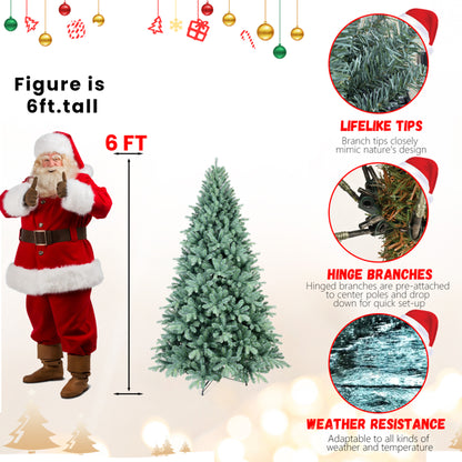 Artificial 6ft Blue Green Tint Christmas Tree With 1390 PE/PVC Mixed Branch Tips, Memory Wire+iron Wire - view 4