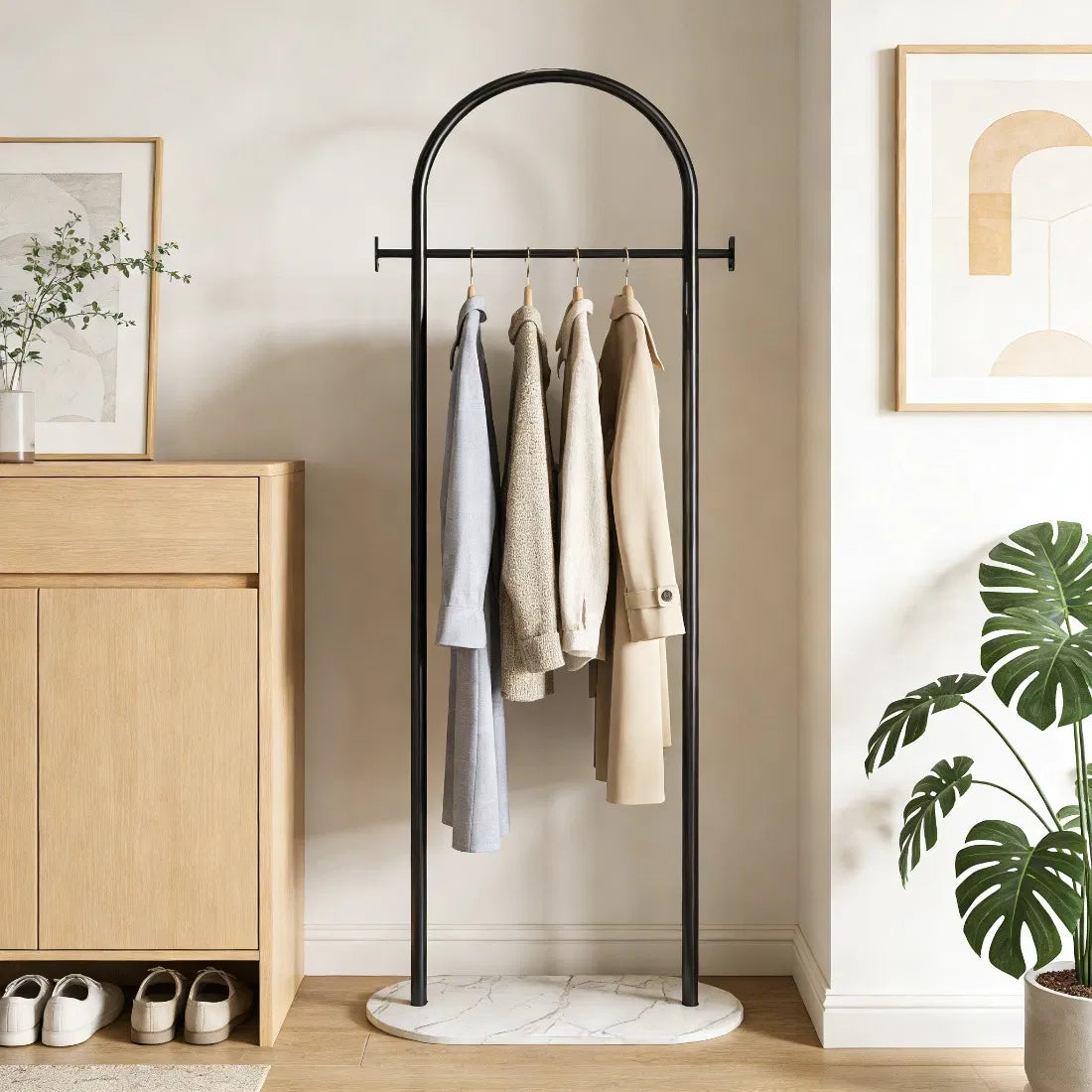 Clothing Rack, Golden Metal Freestanding Heavy Duty Clothes Rack with Marble Base - view 3