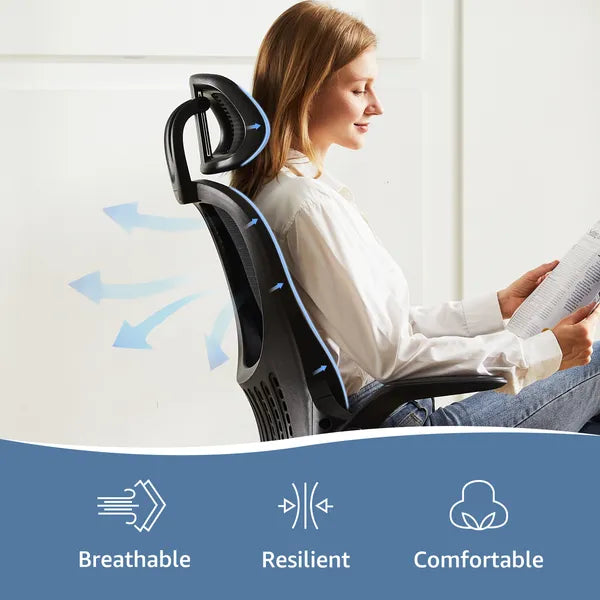 Ergonomic Office Computer Desk Chair, Mesh High Back Rolling Swivel Adjustable Task Chair With Headrest And Flip-up - view 7