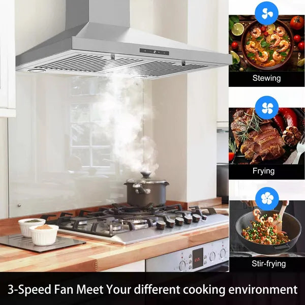 Range Hood 30 Inch, Vent Hoods 30 Inch Stainless Steel, 450 CFM Ductless/Ducted Convertible Kitchen Hood With LED Light - view 5