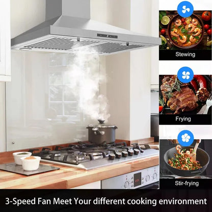 Range Hood 30 Inch, Vent Hoods 30 Inch Stainless Steel, 450 CFM Ductless/Ducted Convertible Kitchen Hood With LED Light - view 5