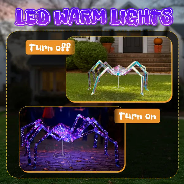 3FT Halloween Decorations Light Up Spider, Outdoor Halloween Decor Lighted Iridescent Spider - view 5