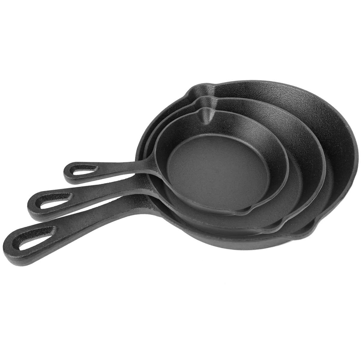 3Pcs Pre-Seasoned Cast Iron Skillet Set 6 8 10in Non-Stick Oven Safe Cookware Heat-Resistant Frying Pan - view 6