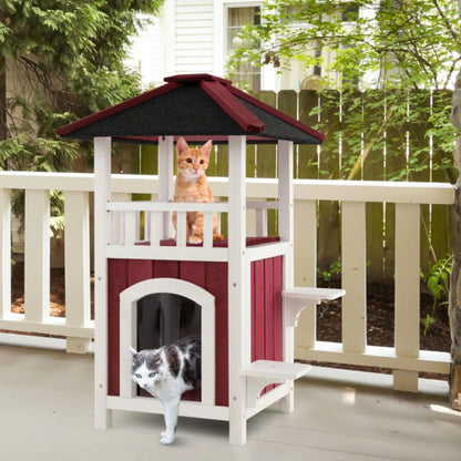 34" H Wooden Cat House