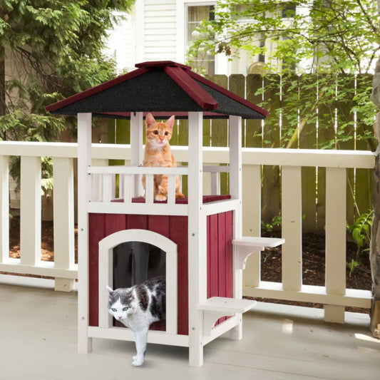 34" H Wooden Cat House