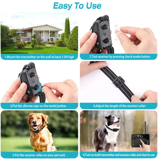 2 In 1 Wireless Electric Dog Fence Waterproof Pet Shock Boundary Containment System Electric Training Collar For Small - view 3