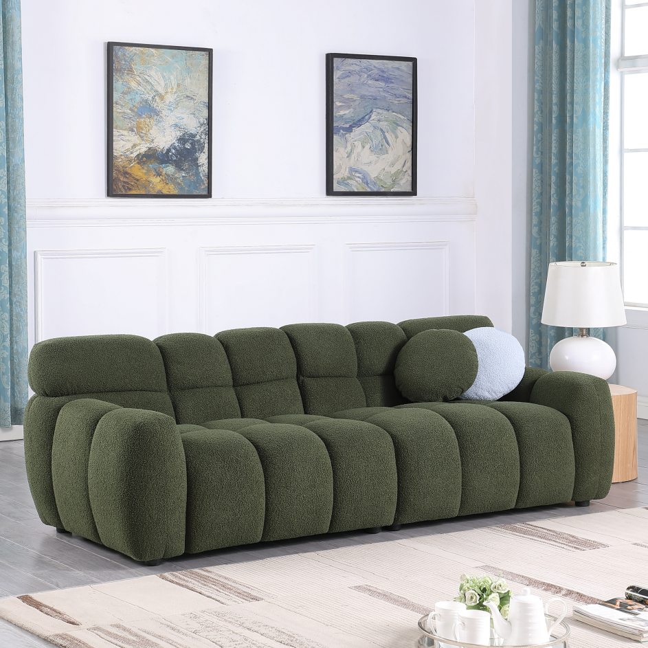 87.4 Length,35.83inch Deepth,human Body Structure For USA People, Marshmallow Sofa,boucle Sofa,3 Seater