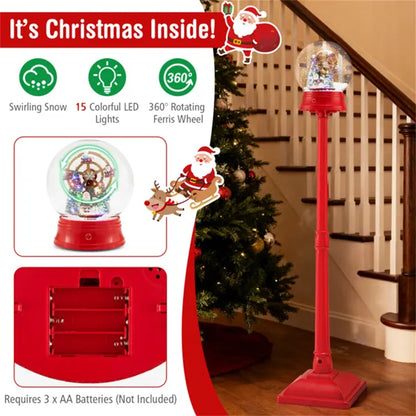 5 Ft Christmas Streetlamp Decor: 360° Rotating Ferris Wheel (Santa/Snowman), 15 Colorful LEDs, 8 Tunes - view 2