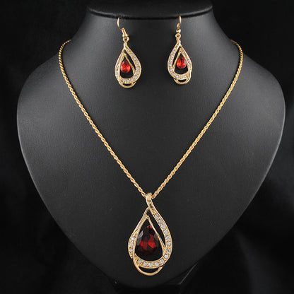 Double Drop Crystal Set Necklace Earrings - view 2