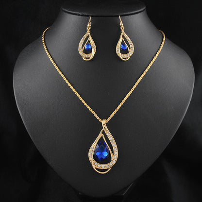 Double Drop Crystal Set Necklace Earrings - view 3