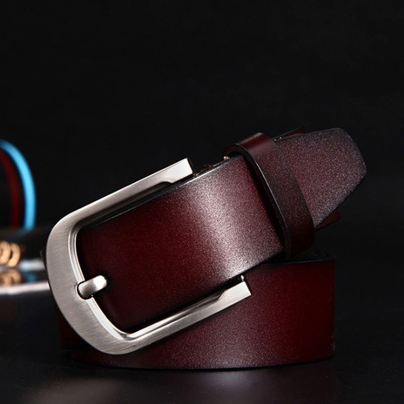 Leather Cowskin Vintage Jean Belt Pin Buckle Simple Men's Belt Wide - view 5