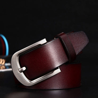 Leather Cowskin Vintage Jean Belt Pin Buckle Simple Men's Belt Wide - view 5