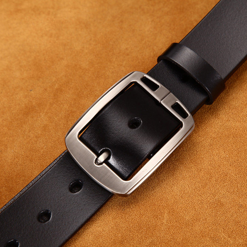 Leather Cowskin Vintage Jean Belt Pin Buckle Simple Men's Belt Wide - view 6