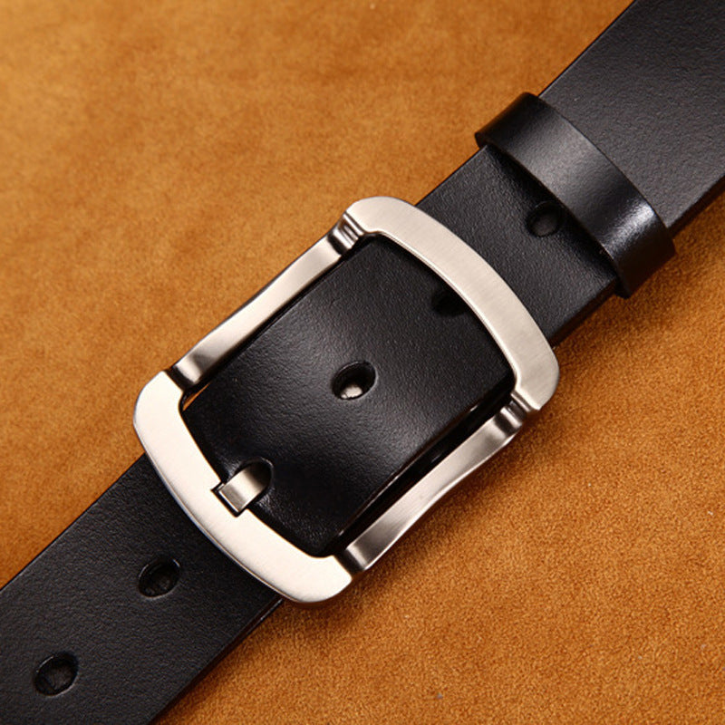 Leather Cowskin Vintage Jean Belt Pin Buckle Simple Men's Belt Wide - view 8