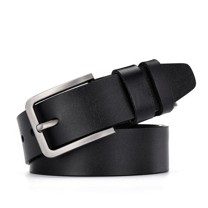 Leather Cowskin Vintage Jean Belt Pin Buckle Simple Men's Belt Wide - view 2