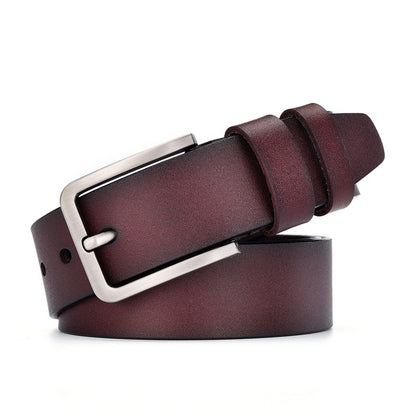 Leather Cowskin Vintage Jean Belt Pin Buckle Simple Men's Belt Wide - view 3
