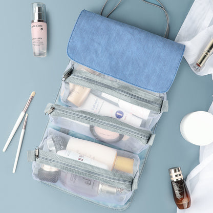 Detachable Make-Up Bag Foldable Box Large Capacity 4-Room Travel Portable Inner Zipper Cosmetic Pack with Handle - view 3