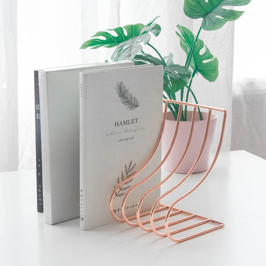 10 Grid File Storage Shelf Book Stand Bookend Nordic Wrought Iron Organizer Holder for Home Office - view 2