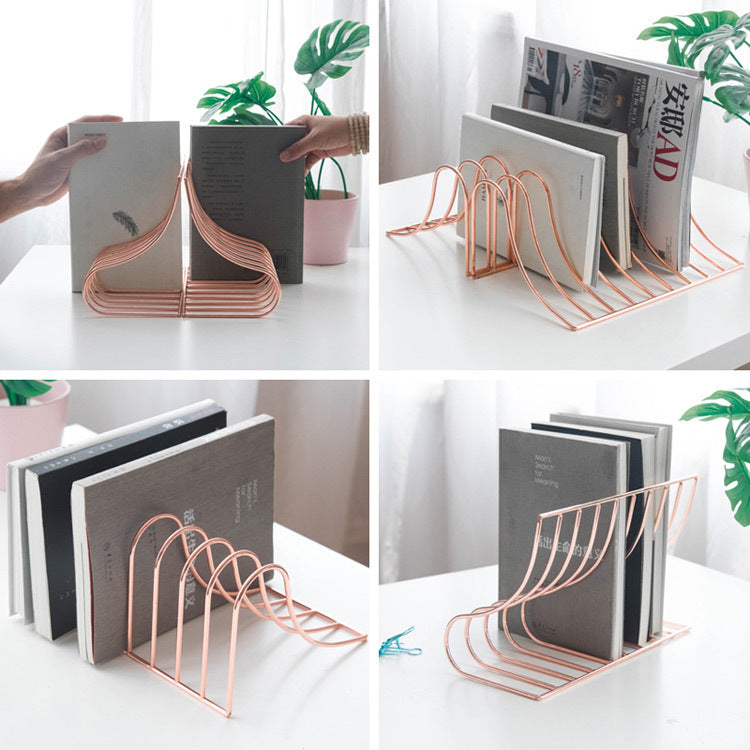 10 Grid File Storage Shelf Book Stand Bookend Nordic Wrought Iron Organizer Holder for Home Office - view 3