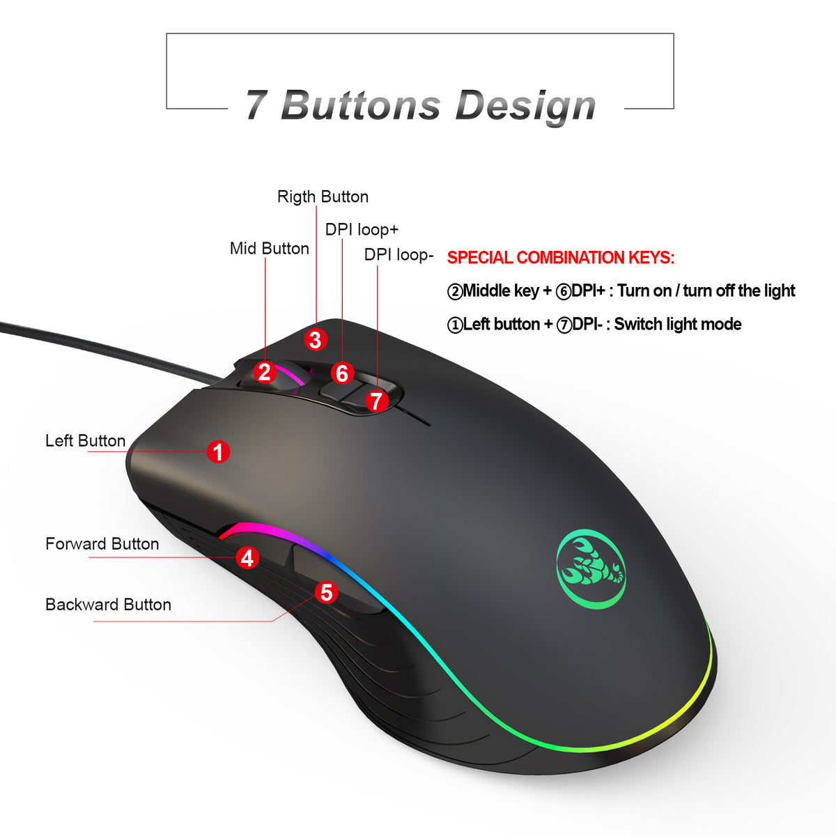 Glowing Gaming Mouse Gaming Wired Mouse - view 6