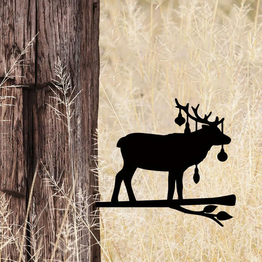 Whimsical iron Elk Sculpture for Garden and Patio Decor - view 2