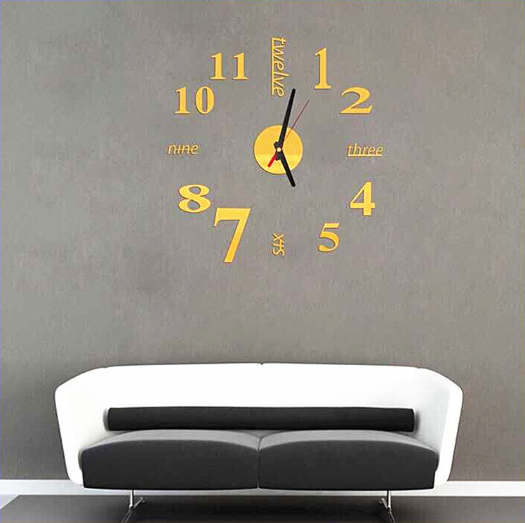 DIY Acrylic Creative 3D Stereo Mirror Wall Clock - view 2