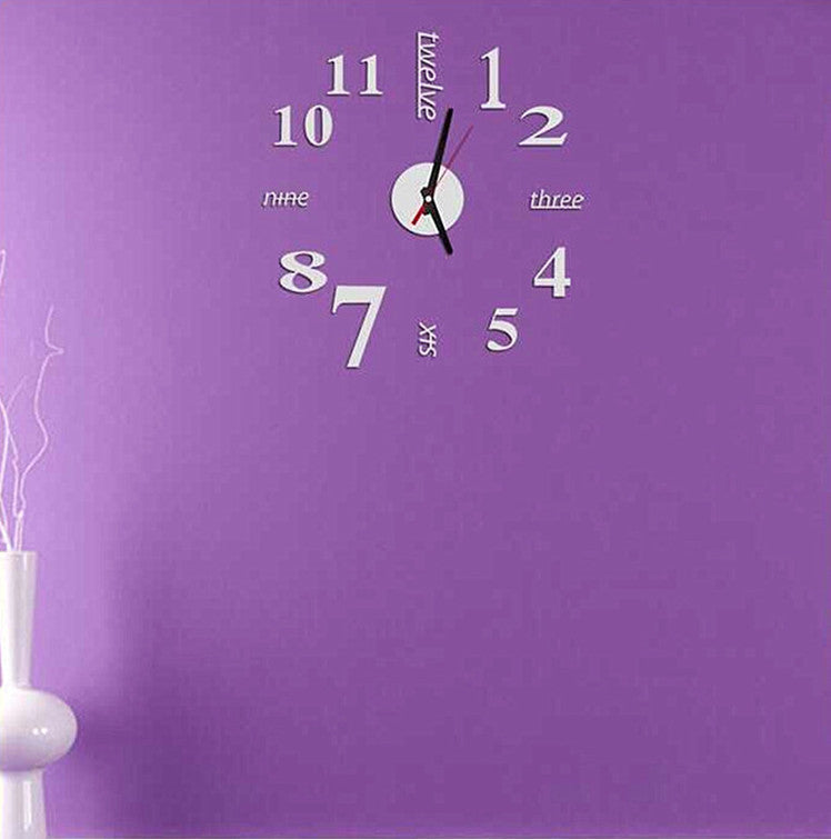 DIY Acrylic Creative 3D Stereo Mirror Wall Clock - view 5