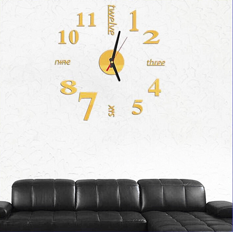 DIY Acrylic Creative 3D Stereo Mirror Wall Clock - view 6