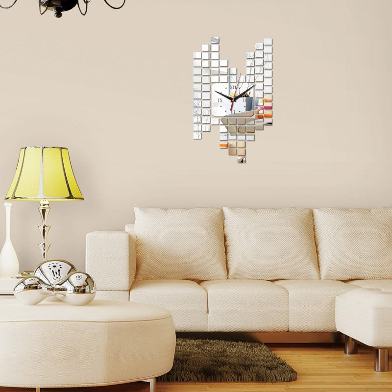 Mosaic Wall Sticker Clock Wall Decoration Digital Wall Clock Clock - view 3