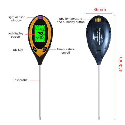 4 In 1 LCD Digital Soil Tester PH Water Temperature Sunlight Plant Test - view 4
