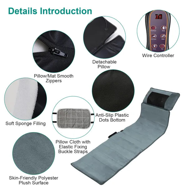 Full Body Massage Mat With Neck Kneading Massager - 10 Targeted Points & 3-Level Lumbar Heating - view 5