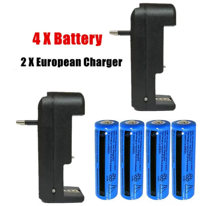 2 / 4 Stück 3000mAh 3.7V Akku Und Ladegerät Für Akkus Wie Taschenlampen Ersatz - view 4