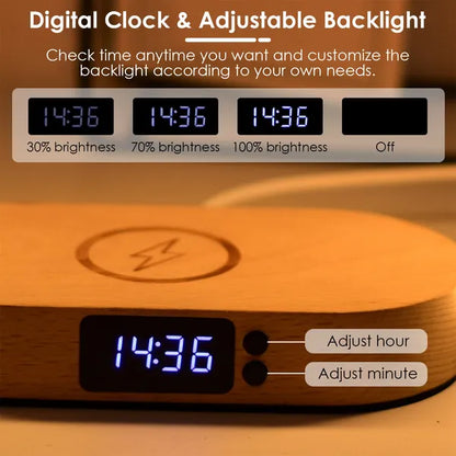 Bedside Table Lamp Touch Control Lamp With Clock Wireless Charging LED Desk Lamp Dimmable Nightstand Reading Lamp - view 4