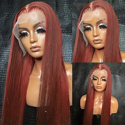 13x4 Straight Reddish-Brown Lace Front Wig HD Lace, Human Hair, Density - view 2